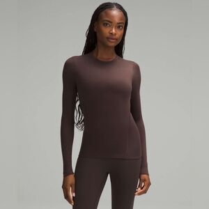 Lululemon Wundermost Ultra-Soft Nulu Crewneck Long-Sleeve Shirt Espresso Sz XL